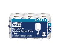 9 x Tork Reflex M3 White 2-Ply Wiping Paper Plus Rolls with 200 Sheets per Roll