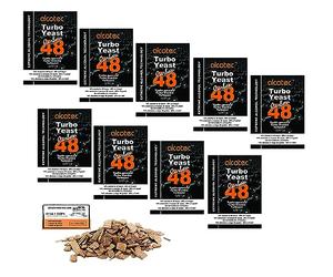 9 x Turbo Yeast - Alcotec Turbo Yeast 48 + Activated Carbon, Yeast for Fermentation, Vodka Yeast, Mash Yeast, Rapid Yeast