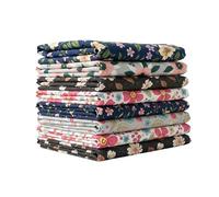 9 x Vibrant Large Scale Florals Pattern Fabric Fat Quarters Bundle Polycotton Cotton Velvet by The Metre Digital Print Half Yard Cut Quilt Stitching Sewing Craft Patchwork S21