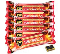 9 X ZIP Firelog. Instant Smokeless Fuel - DEFRA Approved! Fast Lighting Clean Burning, Easy, Cosy Fire for up to 90 Minutes & Tigerbox Safety Matches