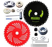9" x20T Carbon Steel Round Chainsaw Tooth Brush Blades & 9" x 36 Teeth Carbide Tipped Blades with Universal Adapter Kit Compatible with Trimmer, Brush Cutter,Weed Eater, Brush Cutter,Husqvarna