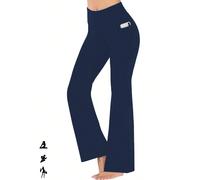 (-9, XS) Women's Super Soft Flare Pants with Pockets High Waisted Tummy Control Workout Yoga Push Up Gym Fitness Leggings Bell Bottoms
