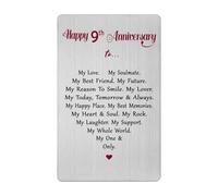 9 Year Anniversary Card for Men Women Him Her- Romantic 9th Wedding Anniversary Keepsake Gift for Husband Wife