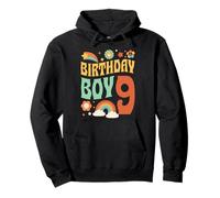 9 Year Old Birthday Boy Peace Hippie 60s Style Rainbow Art Pullover Hoodie