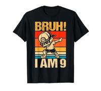 9 Year Old Birthday Dabbing Boy Bruh It's My 9th Birthday Value Graphic T-Shirt, Men, Black, XL