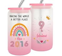 9 Year Old Girl Gift,9th Birthday Gifts for Girls 2025,Happy 9th Birthday Cups With Lids and Straws Gift Ideas,Fashion Gifts for Her,Thoughtful Presents for 9 Year Old Daughter,Niece,Sister-1PACK