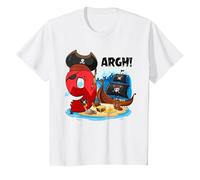 9 Year Old Pirate Birthday Pirates Ship ARR 9th Birthday Boy T-Shirt, Youth, White, 2T