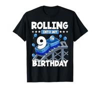 9 Year Old Rolling into 9th Birthday Rollercoaster Kids T-Shirt