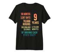9 Years Married Funny 9th Wedding Anniversary Premium T-Shirt