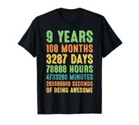 9 Years Old Birthday Retro 108 Months 3287 Days Party Kids T-Shirt