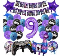 9 Years Old Party Birthday Decorations- Video Game Foil Balloon Game Theme Party Supplies 11th Birthday Banner Gam Controller Foil Latex Balloons for Kids Boys Girl Gamer Deco