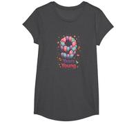 9 Years Young Birthday Celebration Balloon Number T-Shirt, Girls, Dark Heather Grey, XS