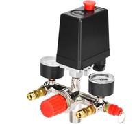90-120 PSI Air Compressor Pressure Valve Control Switch Regulator with Double Gauges