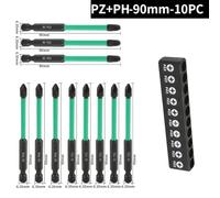 90/150mm Magnetic Screwdriver Bit Set for PZ2 PZ3 PH2, 1/4 Inch Hex Shank for Electric for Impact Driver Drill, Alloy Steel, 10 Pcs 90mm