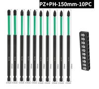 90/150mm Magnetic Screwdriver Bit Set for PZ2 PZ3 PH2, 1/4 Inch Hex Shank for Electric for Impact Driver Drill, Alloy Steel, 10 Pcs 150mm