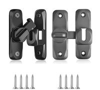 90/180 Degree Door Lock, 2 PCS Portable Flip Sliding Barn Door Lock Security Small Gate Latch for Garden Bathroom Kitchen Cabinet Window Push Sliding Doors (Black, Grey)