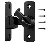 90/180 Degree Door Lock, Flip Barn Door Lock, Small Latch for Lockable Security Sliding Doors Hardware with Screws for Interior Kitchens, Bedrooms, Study, Bathrooms, Cabinet (Black)
