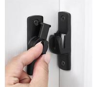 90/180 Degree Dual-Use Flip Barn Door Latch, Aluminum Alloy Rustproof Door Bolt Lock, Left/Right Hand Fit for Swing Sliding Doors Windows, Child Pet Safe for Home Garage Cabinet Drawer (Black)