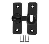 90/180 Degree Flip Sliding Barn Door Lock - Heavy Duty Security Latch for Sliding Doors, Screen Doors & Windows, Adjustable Hook Eye Lock for Garden, Bathroom, Garage & Outdoor Use (Black, 1 Pack)