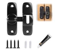 90/180 Degree Flip Sliding Barn Door Lock, Portable Black Gate Lock, Waterproof Aluminium Rustic Doors Latch, Security Gate Latches for Garden, Barn, Bathroom, Outdoor, Garage, Window, Sliding Door