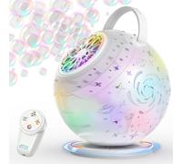 90°/360°Rotation Rechargeable Remote Control Bubble Machine, 7-Color LED, Larger Bubbles, Type-C Bubbles Maker Toys Gifts for Kids, Birthday, Parties, Wedding, Boys, Girls (White, 30cm/12in)