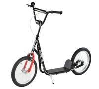 HOMCOM 90-96cm Kids Kick Scooter w/ Adjustable Handlebar Inflatable Wheels Brakes in Black HOMCOM Black