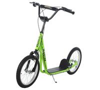 90-96cm Kids Kick Scooter w/ Adjustable Handlebar Inflatable Wheels Brakes Green