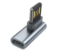 90°Bend USB To Type C Adapter Connectors Reversible Plugs Inline Control For Easy Use In Tight Space Use