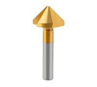 90° Chamfer Cutter High Speed Steel With Cobalt Chamfering Knife Tin-plated 90 Degrees Single-edged Three-flute Countersink Hole Deburring Trimmer Chamfer(10pcs,25MM_1FLUTE)