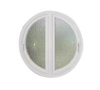 90 ° Circular Rotating Shed Window, Two Side Open Privacy Ventilation Portholes, Water Ripple Tempered Glass(White,90CM/35.4")