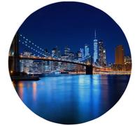 90 cm Round Area Rugs Living Room Modern New York Night Scene Soft Fluffy Carpet Mat for Bedroom Circle Area Carpet Blue, Non Slip Washable Floor Rug for Kitchen Floor Mat Home