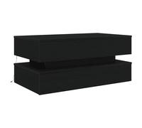 (90 cm) vidaXL Coffee Table with LED Lights Black Oak 90x50x40 cm side table