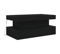(90 cm) vidaXL Coffee Table with LED Lights Black Oak 90x50x40 cm side table
