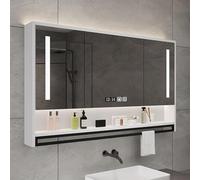 90 cmBathroom Mirror Cabinet| 3 Doors| Wall|Mounted| Adjustable Shelves| Sensor Touch| Modern White Design for Stylish Bathrooms| Space|Saving Storage Solution