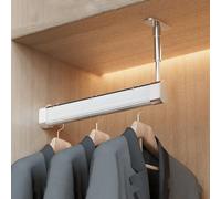 90° Corner Wardrobe Hanging Rod - Adjustable Space-Saving Clothes Organizer for Shirts & Coats - Silver 80cm/2.6ft - Perfect for Bedrooms & Closets