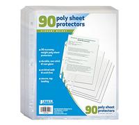 90 Count Sheet Protectors, 100 Percent Poly Sheet Protectors by Better Office Products, 8.5 x 11", Top Loading Paper Protectors