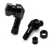 90 Degree Angled Motorcycle Tyre Valve Stems for Easy Inflation, 2 Pack Aluminium Tubeless Air Valves, Heavy Duty Leakproof Wheel Rim Caps Adapter for Motorbike Scooter, 11.3mm Diameter, Black