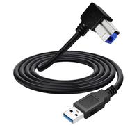 90 Degree Angled USB 3.0 Printer Cable, USB 3.0 Type A Male to B Male Printer Scanner Cable Cord for HP,Epson,Dell,Canon,Lexmark,Xerox,Brother,Samsung,Fujitsu ScanSnap iX500 scanner(1.5meter) (Up)