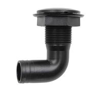 90 Degree Black Polypropylene Thru Hull Fitting Hose for Marine Boats - 1'' Inside Diameter, Easy Installation