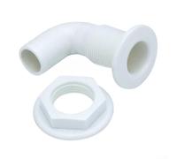 90 Degree Boat Plumbing Fitting, ABS Plastic Through Hull Elbow Connector For Marine Water Intake & Bilge Pump, 3/4in 1In(White)