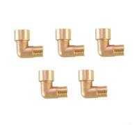 90 Degree Brass Elbow Pipe Fitting, 1/4 Inch Male to Female Adapter, Forged Brass Construction for Plumbing, Gas, Fuel and Grease Applications, 5 Pack