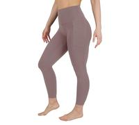 90 Degree By Reflex Cotton High Waist Ankle Length Compression Leggings with Elastic Free Waistband, Deep Mocha W/ Pocket, XS