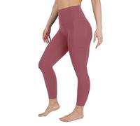90 Degree By Reflex Cotton High Waist Ankle Length Compression Leggings with Elastic Free Waistband, Rouge Blush W/ Pocket, S