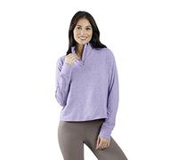 90 Degree By Reflex Cropped Two Tone Heather Long Sleeve Quarter Zip Jacket, Heather Lavender, Large