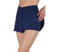 90 Degree By Reflex Crossover Waist Flowy Short with Built in Shorts, Naval Academy, M