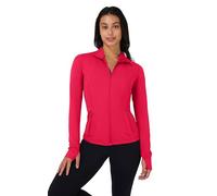 90 Degree By Reflex Full Zip Running Track Jacket Lightweight Athletic Slim Fit Jacket with Thumbholes, Cherry Bomb, M