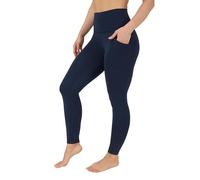 90 Degree By Reflex High Waist Fleece Lined Leggings with Side Pocket - Yoga Pants, True Navy W/ Pocket Fleece Lined, Large
