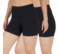 90 Degree By Reflex High Waist Power Flex Yoga Shorts - Tummy Control Biker Shorts for Women - Black 2 Pack - XL
