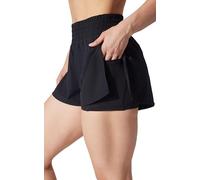 90 Degree By Reflex Lightweight Workout Shorts 2 in 1 Running Yoga Gym Shorts with Inner Biker Short Pockets, Black W/Short No Drawstring, XS