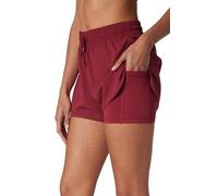 90 Degree By Reflex Lightweight Workout Shorts 2 in 1 Running Yoga Gym Shorts with Inner Biker Short Pockets, Tibetan Red W/Short, S